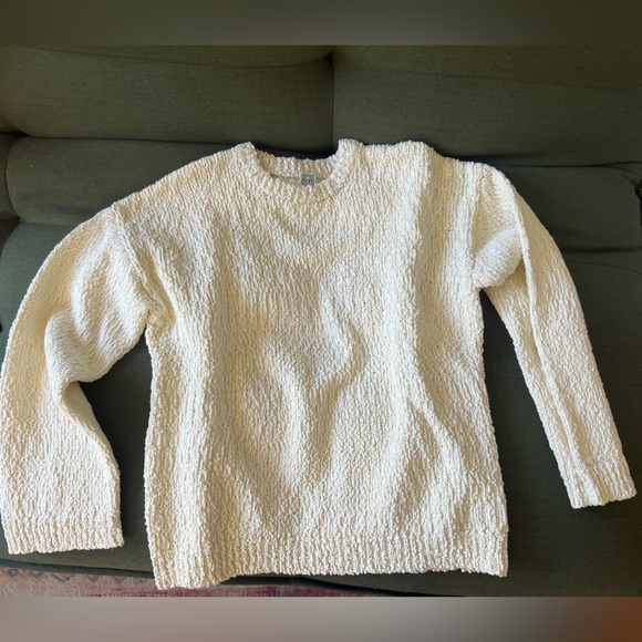 Toteme Women's Textured Oversized Cream Cotton Sweater Small - Picture 4 of 9